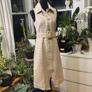 Tuckernuck Cream and Tan Patterned Midi Dress